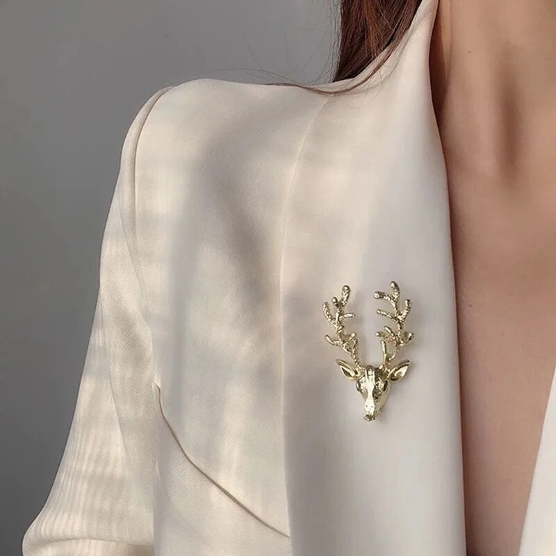 Aukščiausios klasės madingi sagės briedžio galvos smeigtukai ir sagės Gyvūnų elnias Metalinis sagės smeigtukas Ženklas Scraf sagtimi apykaklės kostiumo priedai