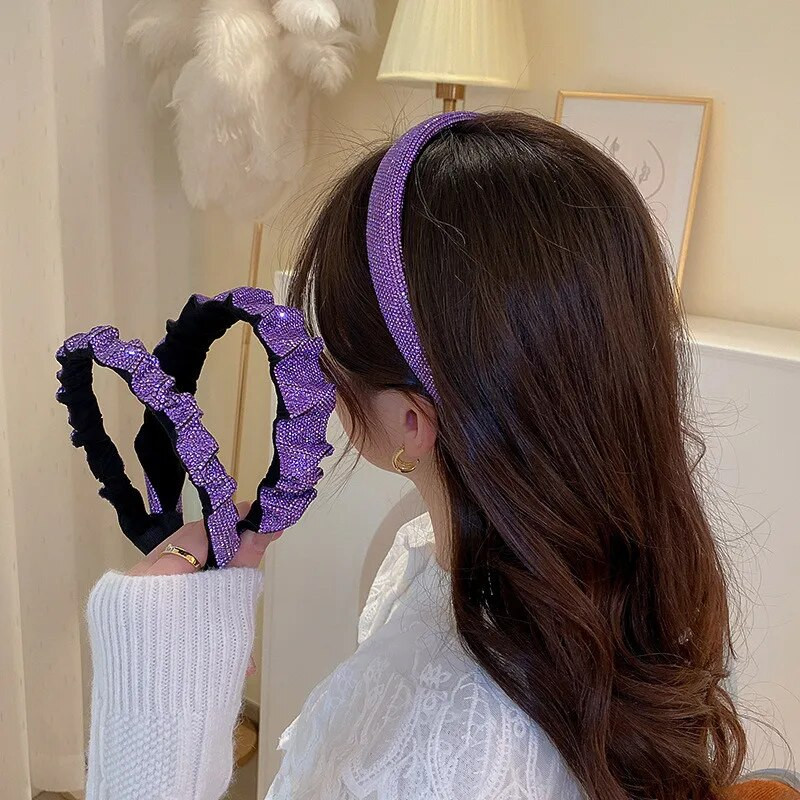 FYUAN New Style Purpur Rhinestones Peapaelad Juuksepaelad Sametist peakatted Naistele Juukseaksessuaarid Ehted