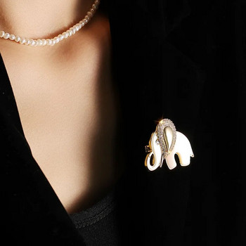 Сладка малка брошка със слон за жени Модни елегантни брошки с животни Рокля с игли Луксозни бижута Аксесоари Подаръци за парти
