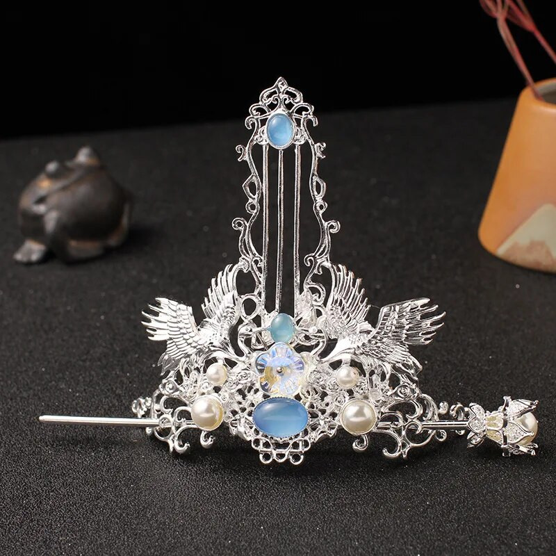 Hiina juuksenõelad Klambrid Retro hobusesaba kukliga juuksehoidja kullast hõbedast värvi metallist pärlitest kroontiaara naistele meestele pikkade juustega ehted
