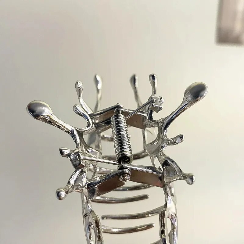 Y2k geomeetrilised küünisklambrid naistele suured metallist hõbedased korea moekarva juukseklambrid, tüdrukud, klambrid, juukseaksessuaarid