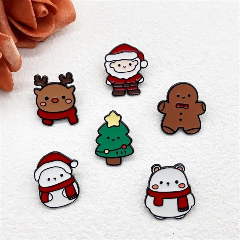 Jõulusari Pross Multifilm Armas Jõuluvana Jõulupuu Lumemees Metallist emailiga märk Kampsun Rõivakott Nõel Ehted