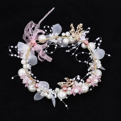 Elegantne tüdrukute pruudi peapael Imiteeritud pärli liblikas juustest peakate Lillepärja pruudi vanikupeaga pulmapeapaelad