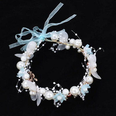 Elegantne tüdrukute pruudi peapael Imiteeritud pärli liblikas juustest peakate Lillepärja pruudi vanikupeaga pulmapeapaelad