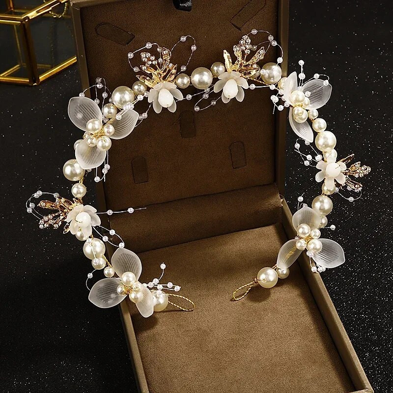 Elegantne tüdrukute pruudi peapael Imiteeritud pärli liblikas juustest peakate Lillepärja pruudi vanikupeaga pulmapeapaelad