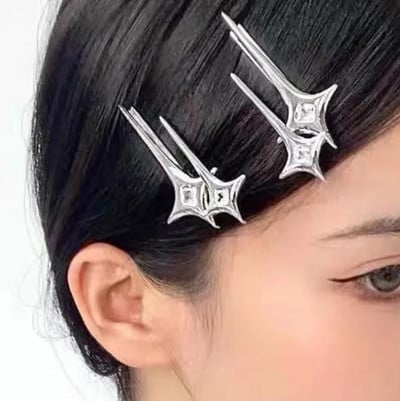 Harajuku Sweet Cool Star Cross Hair Clips Plaukų aksesuarai Moterims Hot Girls Korėjos mados Y2k plaukų segtukai Išskirtiniai papuošalai