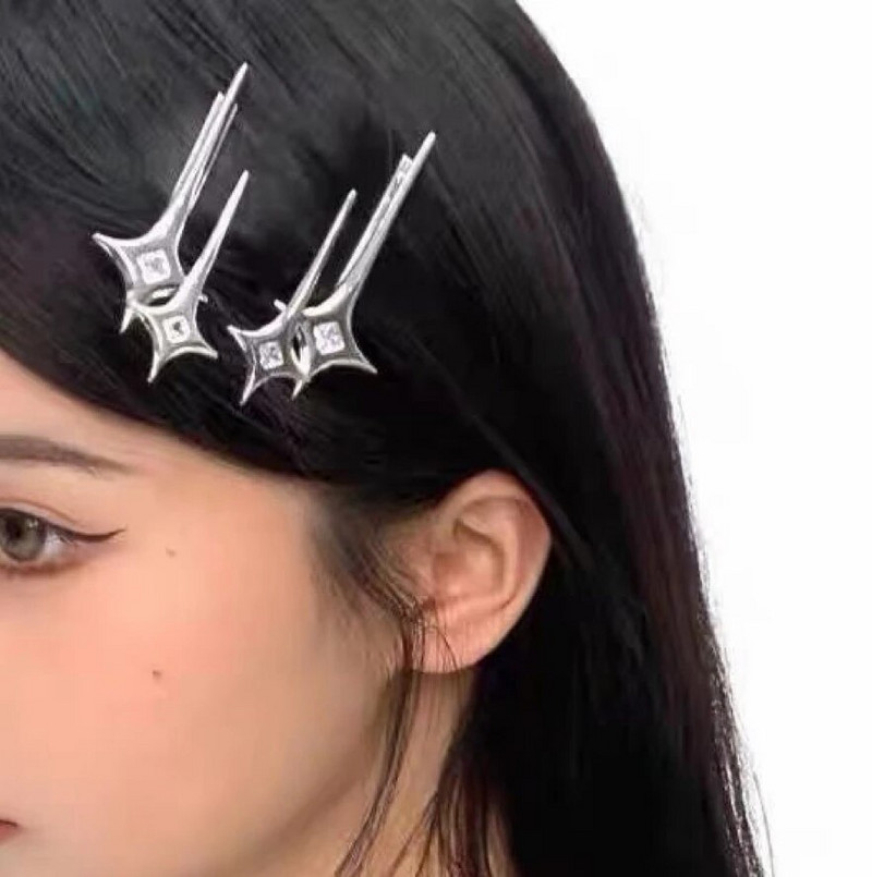 Harajuku Sweet Cool Star Cross Hair Clips Plaukų aksesuarai Moterims Hot Girls Korėjos mados Y2k plaukų segtukai Išskirtiniai papuošalai