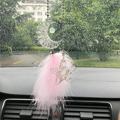 Dream Catcheri autoripats tüdrukutele, sulgedega peegel, rippuv ripats Kodusisustus Lucky Car Ornament Tüdrukute autode sisustustarvikud