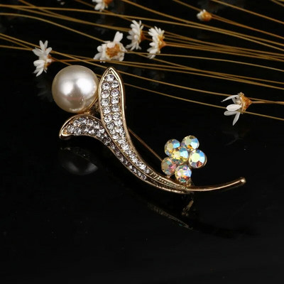 ZOSHI Moeehted Vintage kullavärvi prossnõelad Austria kristallist imitatsioonist pärlitest lilledega prossi pulmatarvikud