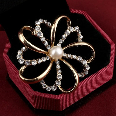 ZOSHI Moeehted Vintage kullavärvi prossnõelad Austria kristallist imitatsioonist pärlitest lilledega prossi pulmatarvikud