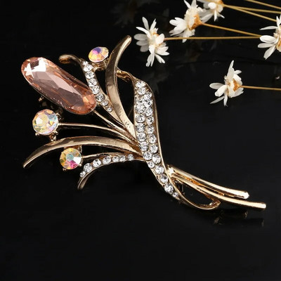 ZOSHI Moeehted Vintage kullavärvi prossnõelad Austria kristallist imitatsioonist pärlitest lilledega prossi pulmatarvikud