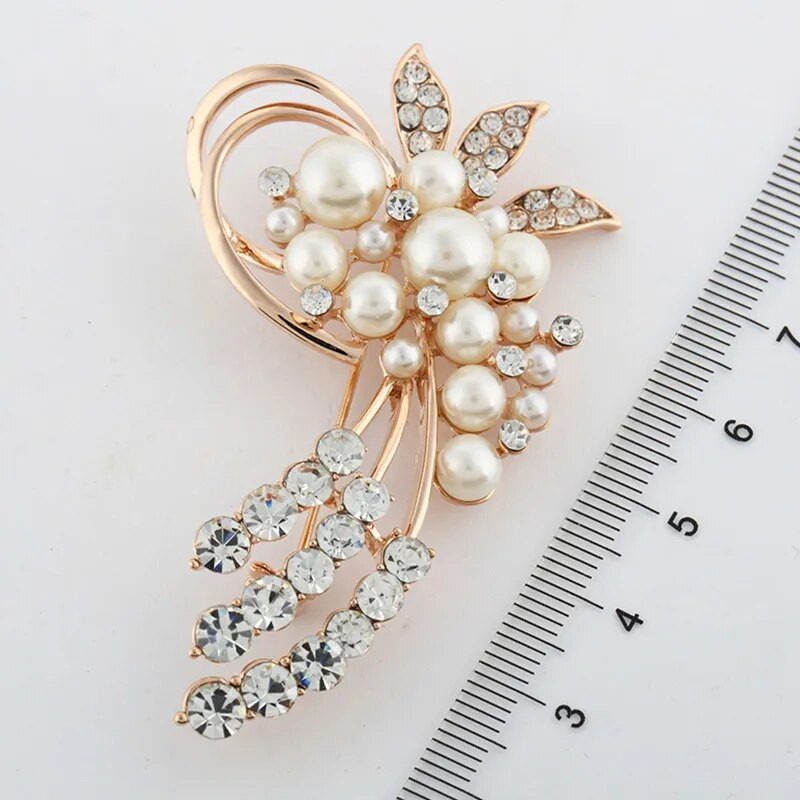 ZOSHI Moeehted Vintage kullavärvi prossnõelad Austria kristallist imitatsioonist pärlitest lilledega prossi pulmatarvikud