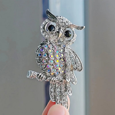 Luksuslik kividega naastud Sinised lillad öökulli prossid naistele rõivad ülikonna aksessuaarid vanaaegsed elegantsed öökulli prossinõelad Ehted