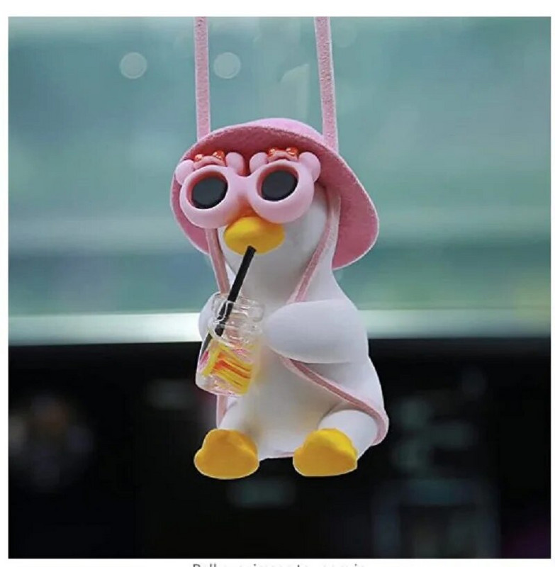 Anime Pink Swing Duck Automašīnas apdares kulons Mīlīgs Auto Atpakaļskata Spogulis piekārts Ornaments Sievietēm Automašīnas iekšpuses aksesuāri