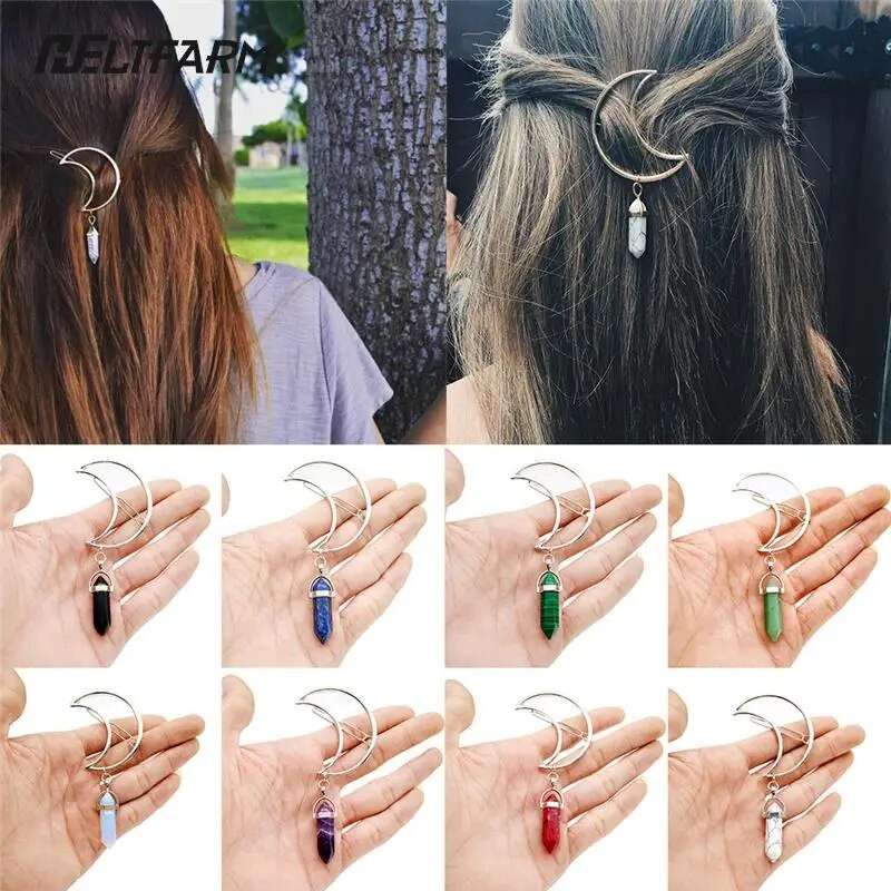 Vintage juukseklamber Kuu kujuga ripatsklamber Barrette juukseaksessuaaride hulgimüük kõrge kvaliteediga 1 tk retrojumalanna võlu, õõnes