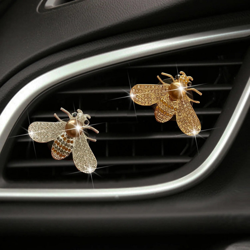 Pearl Set Diamonds Bee Fragrance Clip Auto gaisa kondicionētājs Vent Bee Scent Clip Auto salona rotājumi