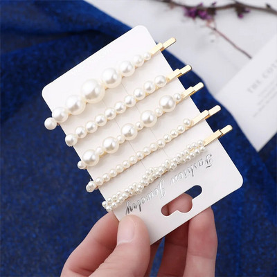 5Pcs/Set modne biserne ukosnice za ukosnice s gumbima za žene Sweet Pearl ukosnice za kosu Nakit Lady Barrette Stick