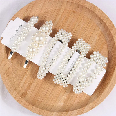 5Pcs/Set modne biserne ukosnice za ukosnice s gumbima za žene Sweet Pearl ukosnice za kosu Nakit Lady Barrette Stick