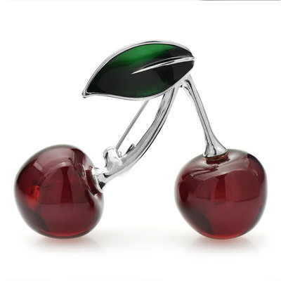 Wuli&baby Delicious Cherry prossid naistele Unisex 2-värvilised Beauty Fruits Peokontori prossinõelad Kingitused