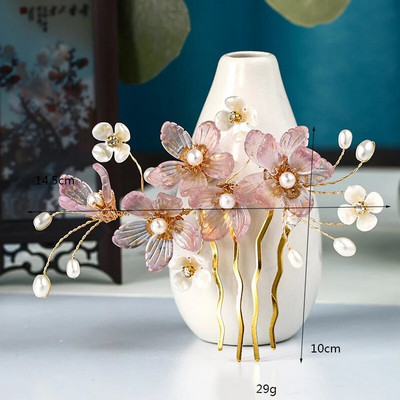 Vintage Hairpin Forks Juukseehted Naistele Käsitsi valmistatud U-kujuline pärlilillega juuksepulk Pruudi pulmajuukseaksessuaarid