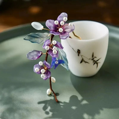 Vintage Hairpin Forks Juukseehted Naistele Käsitsi valmistatud U-kujuline pärlilillega juuksepulk Pruudi pulmajuukseaksessuaarid