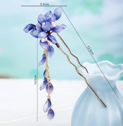 Vintage Hairpin Forks Juukseehted Naistele Käsitsi valmistatud U-kujuline pärlilillega juuksepulk Pruudi pulmajuukseaksessuaarid