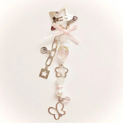 1vnt y2k rankų darbo karoliukais braškių barrette koketiškos pasakos žvaigždės plaukų segtukai