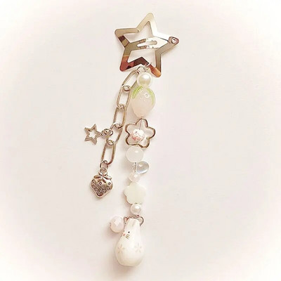 1vnt y2k rankų darbo karoliukais braškių barrette koketiškos pasakos žvaigždės plaukų segtukai