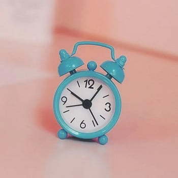 Mini Metal Μικρό Ξυπνητήρι Creative Blue Quartz Στρογγυλό Ξυπνητήρι Φορητό Διακόσμηση επιφάνειας εργασίας Διακόσμηση σπιτιού
