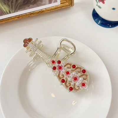 Retro cvijet leptir resa rak kopča za kosu hanfu stil dodaci za kosu metalna kandža za kosu biser morski pas kopča za žene djevojke