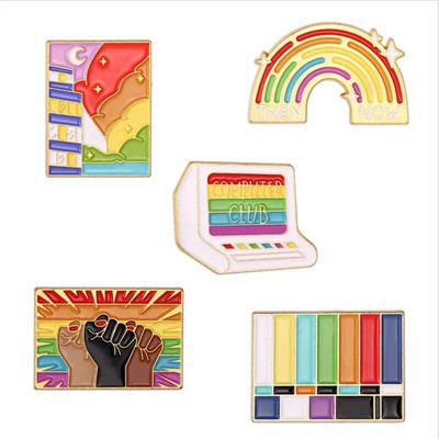 LGBT geikomplekt Armastus vikerkaar emailiga nööpnõel Loomad Südamemärk Mood Rõivad Ehted Hulgimüük Metallist pross Revääritarvikud