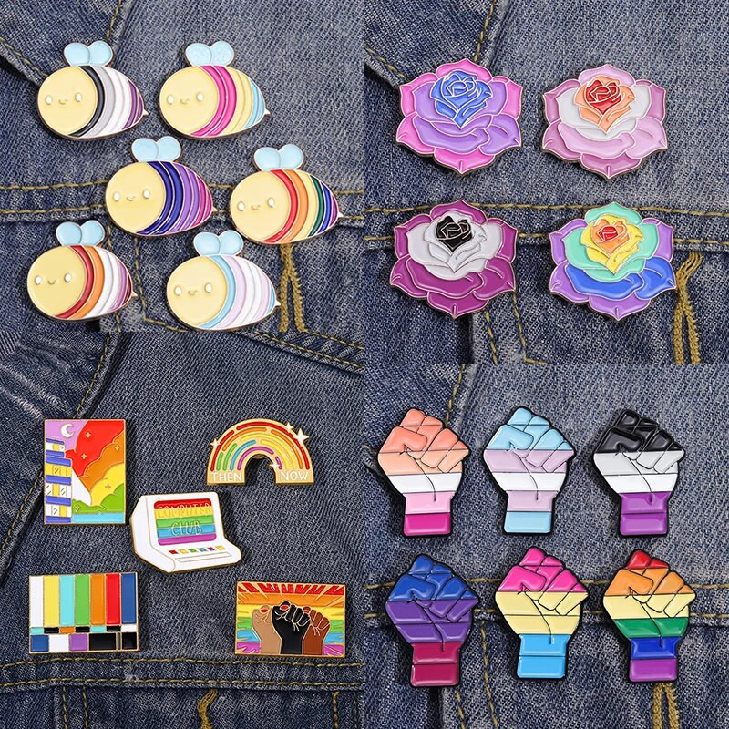 LGBT geikomplekt Armastus vikerkaar emailiga nööpnõel Loomad Südamemärk Mood Rõivad Ehted Hulgimüük Metallist pross Revääritarvikud