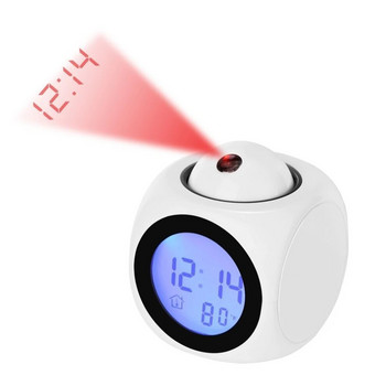 Многофункционален LED светлинен прожекционен будилник Гласов часовник