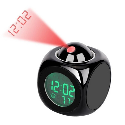 Ρολόι Ξυπνητήρι πολλαπλών λειτουργιών LED προβολής φωτός Φωνητικό ρολόι