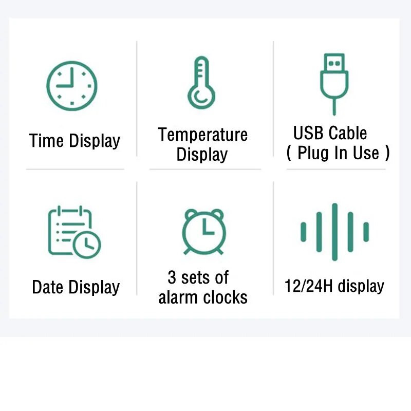 Καθρέφτης Ψηφιακό Ξυπνητήρι με Θερμοκρασία Υγρασία 3 Ξυπνητήρια Αναβολή Επιτραπέζιο Ρολόι Επιτραπέζιο Ρολόι Νυχτερινή λειτουργία 12/24 ώρες USB Ηλεκτρονικό ρολόι LED