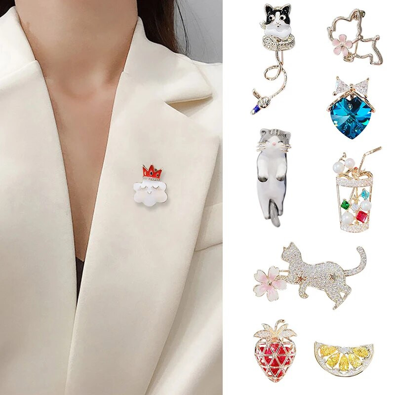 Modes sieviešu loki piespraudes Metāla maza piespraudes piespraude Rhinestone ziedu atloka piespraudes Fiksēts pret atspīdumu pogas apģērba aksesuārs