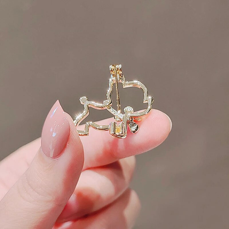 Modes sieviešu loki piespraudes Metāla maza piespraudes piespraude Rhinestone ziedu atloka piespraudes Fiksēts pret atspīdumu pogas apģērba aksesuārs