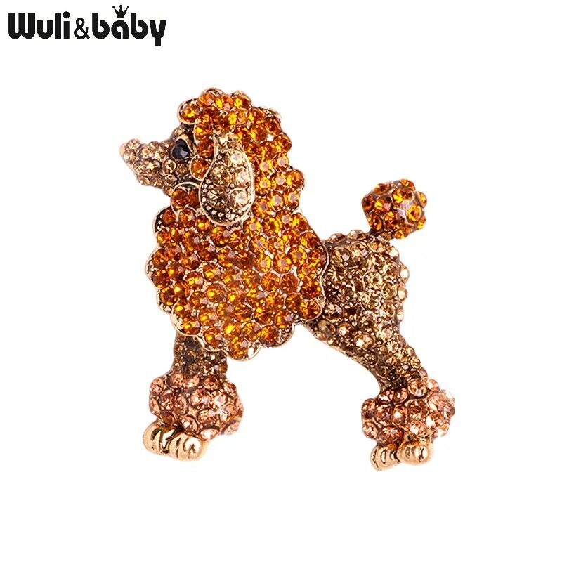 Wuli&baby sädelevad kivist puudel, koerte prossid naistele, 2-värvilised loomade peol, vabaaja prossinõelad, kingitused