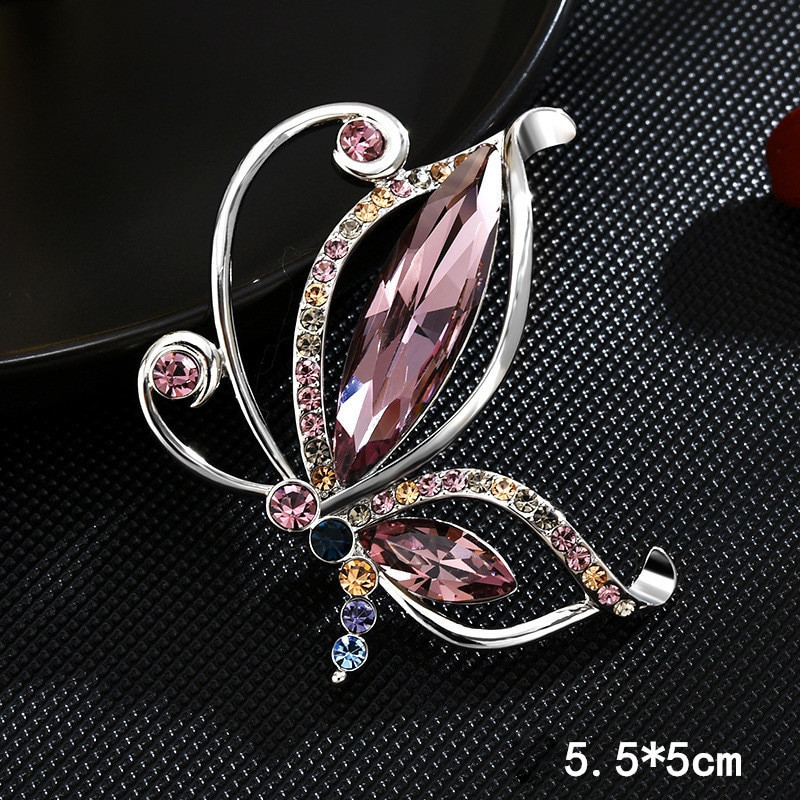 Luksuslik kristallist liblikas pross loomade kivist nõelad Moe ülikonna aksessuaar Naiste korsarõivaste kingitus