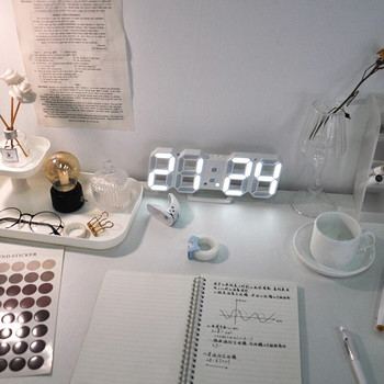 3D LED цифров будилник Триизмерен стенен часовник Висящ часовник Маса Календар Термометър Електронен часовник Обзавеждане