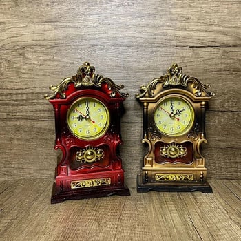 Античен настолен часовник Червено вино за всекидневна Настолен камбана Декорация Европейски аксесоари за дома Спалня Без звук Sweep Аларми Маса CLK