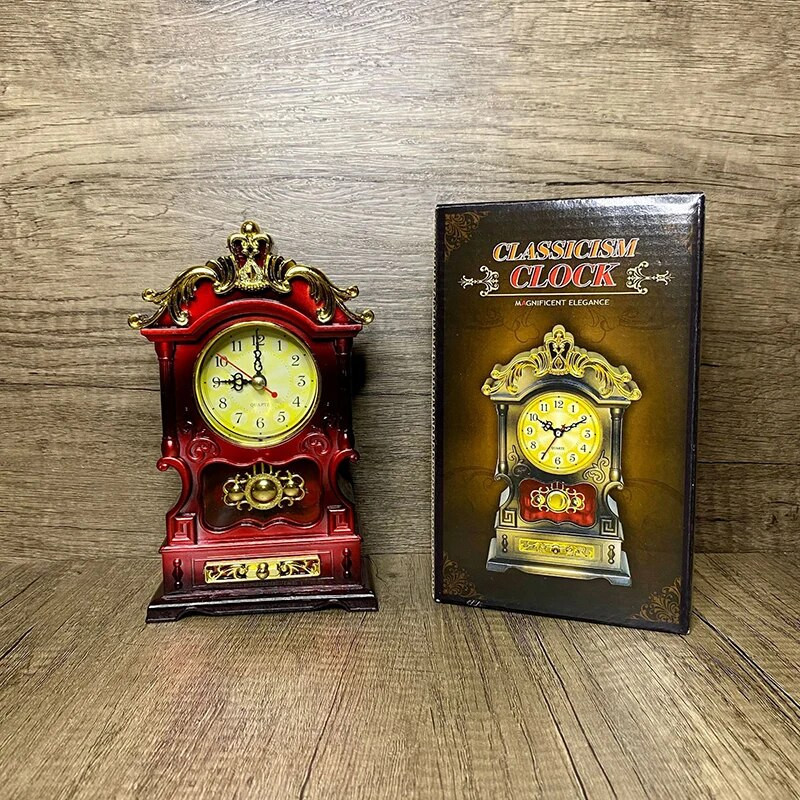 Antiikne Lauakell Vein Punane Elutoa Töölaua Kellakaunistus Euroopa Kodu Aksessuaarid Magamistuba Mute Sweep Alarm Laud CLK