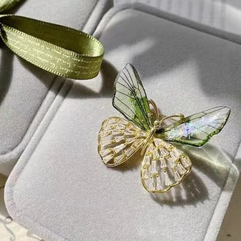 Διαφανείς καρφίτσες με φτερό πεταλούδα για γυναίκες Κρυστάλλινα στρας Παλτό πουλόβερ καρφίτσα γιακά γιακά καρφίτσα υφασμάτινα αξεσουάρ