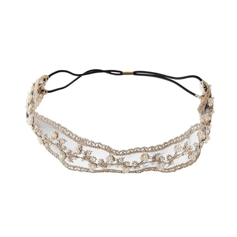 Sweety Lace Headbands για γυναίκες κορίτσια Απλό ύφασμα ελαστικό γούρι για μαλλιά μαργαριταρένια αξεσουάρ μαλλιών Φαρδιά πλαϊνά