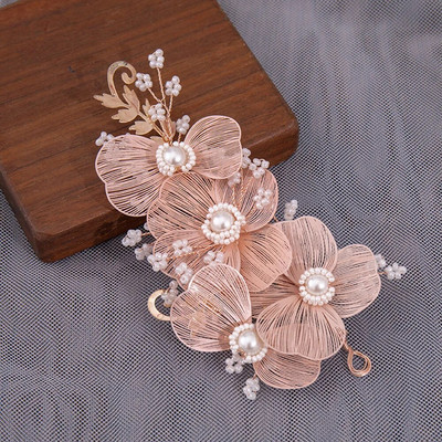 Pruudi pulmajuuksekammid kulla/hõbeda värvi sulamist lilledega juuksenõelaklambrid naistele sünnipäevapeoks, peaehe pruutneitsi juustest ehted