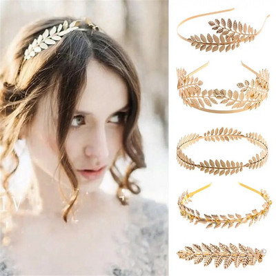 Golden Headwear Tiara Hair Combs Leaves Hair Bands Bride Headbands Wedding Hair Crown Hair Hoop