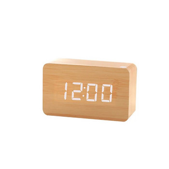 Μόδα Ξυπνητήρι LED Ξύλινο ρολόι Επιτραπέζιο φωνητικό έλεγχο Ψηφιακό ξύλινο Despertador Ηλεκτρονικά επιτραπέζια ρολόγια με τροφοδοσία USB/AAA