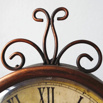 Европейски стил Ковано желязо Заглушен настолен часовник Творчески ретро хол Декоративен настолен часовник Декорация на дома