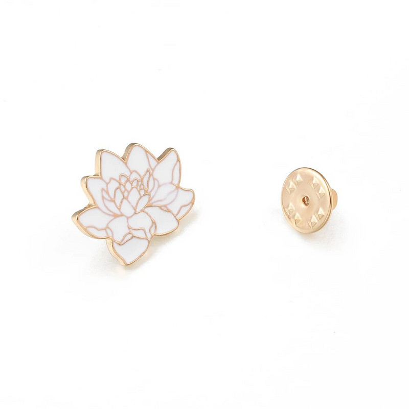Buddhism White Lotus Flower Emeal Pin Floral Plant καρφίτσες Τζιν Παλτό Σακίδιο πλάτης Καρφίτσα πέτου Ανδρικά Γυναικεία Σήμα Ιαπωνικό Δώρο κοσμήματος