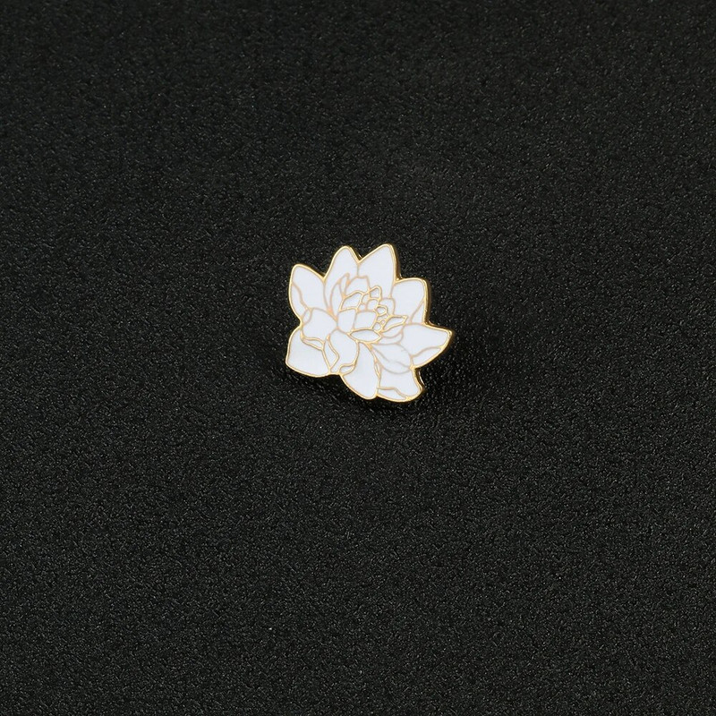Buddhism White Lotus Flower Emeal Pin Floral Plant καρφίτσες Τζιν Παλτό Σακίδιο πλάτης Καρφίτσα πέτου Ανδρικά Γυναικεία Σήμα Ιαπωνικό Δώρο κοσμήματος